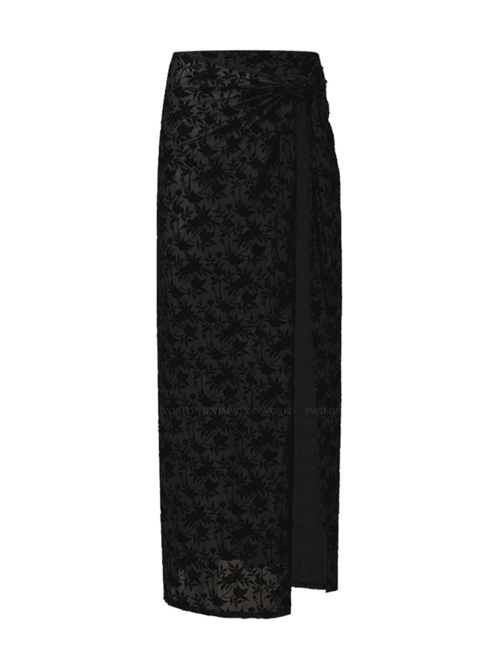NWT WeWoreWhat Black Floral Velvet Maxi Sarong Beach Skirt Size S/M